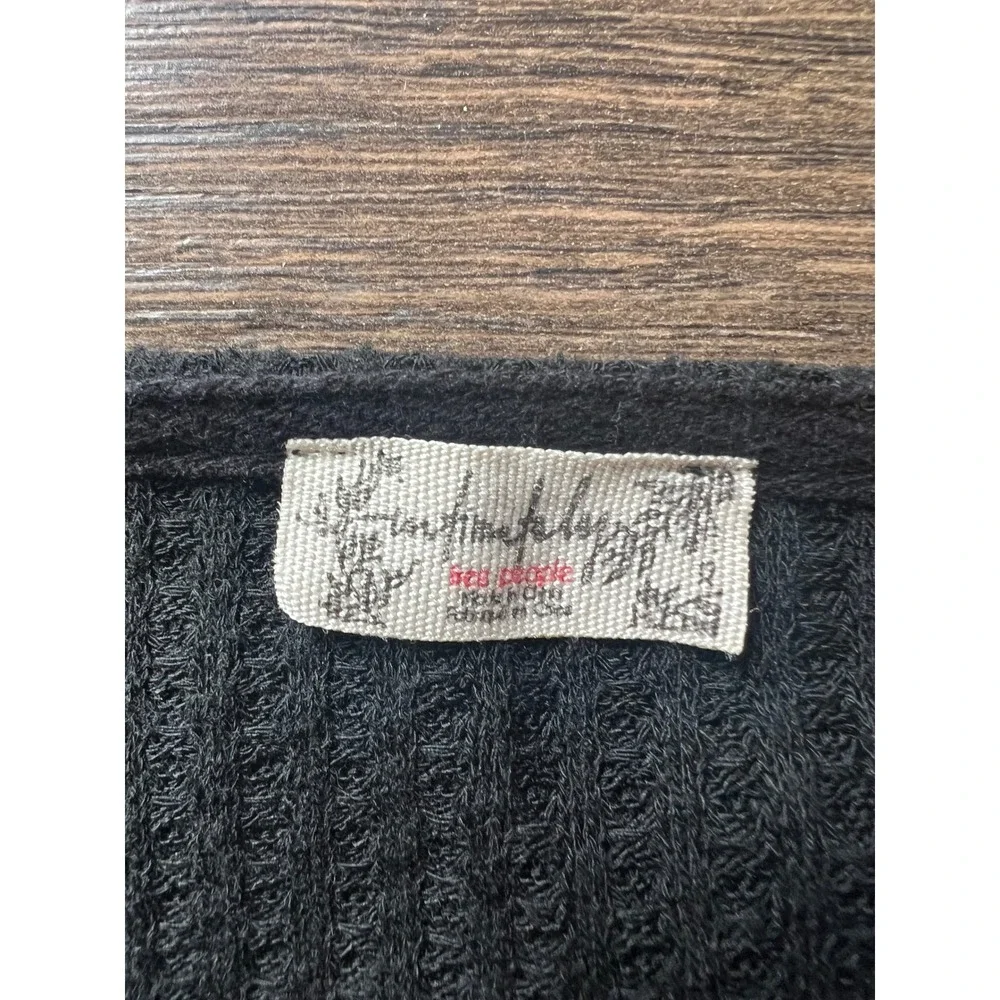 Free People‎ Intimately Black Waffle Knit Thermal Jumpsuit Cowl Neck Small